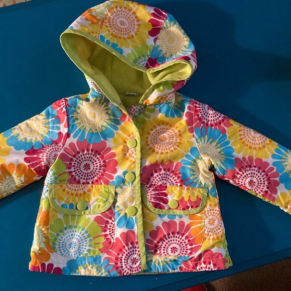 Toddler rain jacket-Carters. fun, bright fleece lined, hooded. . - Picture 1 of 12